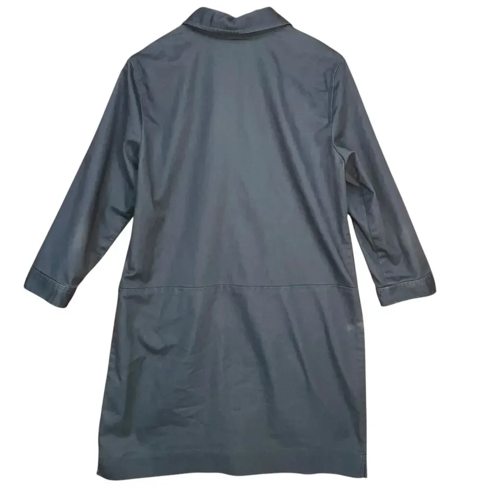 J Jill Women’s Blue Cotton Blend Front Pocket Knee‎ Length Retro Dress M